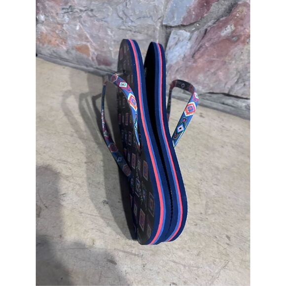 Vera Bradley Women's Size 10 Navy Blue Print Design Thongs Flip Flop Sandals - Picture 9 of 10